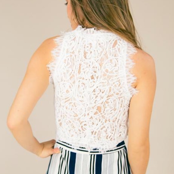 Layla White Sleeveless Lace Top - Picture 2 of 3